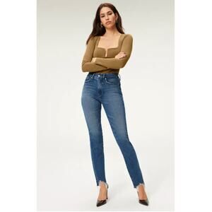 GOOD AMERICAN NWT Good Legs Chew Hem Ankle Cigarette Jeans in Blue842 // 00 (24)